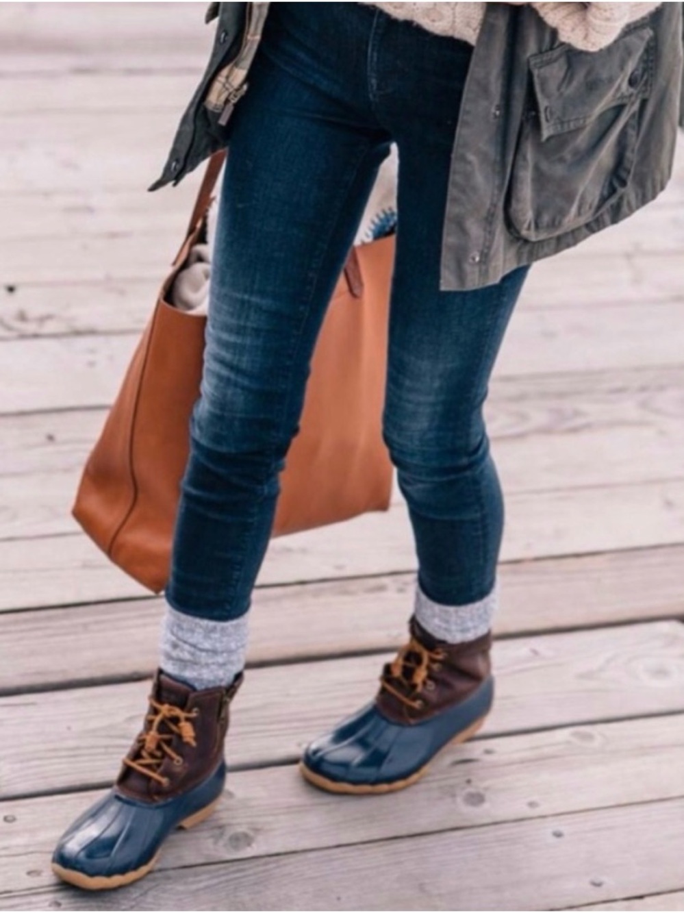 Sperry Saltwater 4-eye Duck Boots •waterproof •navy and brown •size 8 - Picture 8 of 16